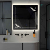 LED Spiegel Quadratisch | Touch-Schalter | Neutralweißes Licht - Reyze Seria Good Vibes Model 2